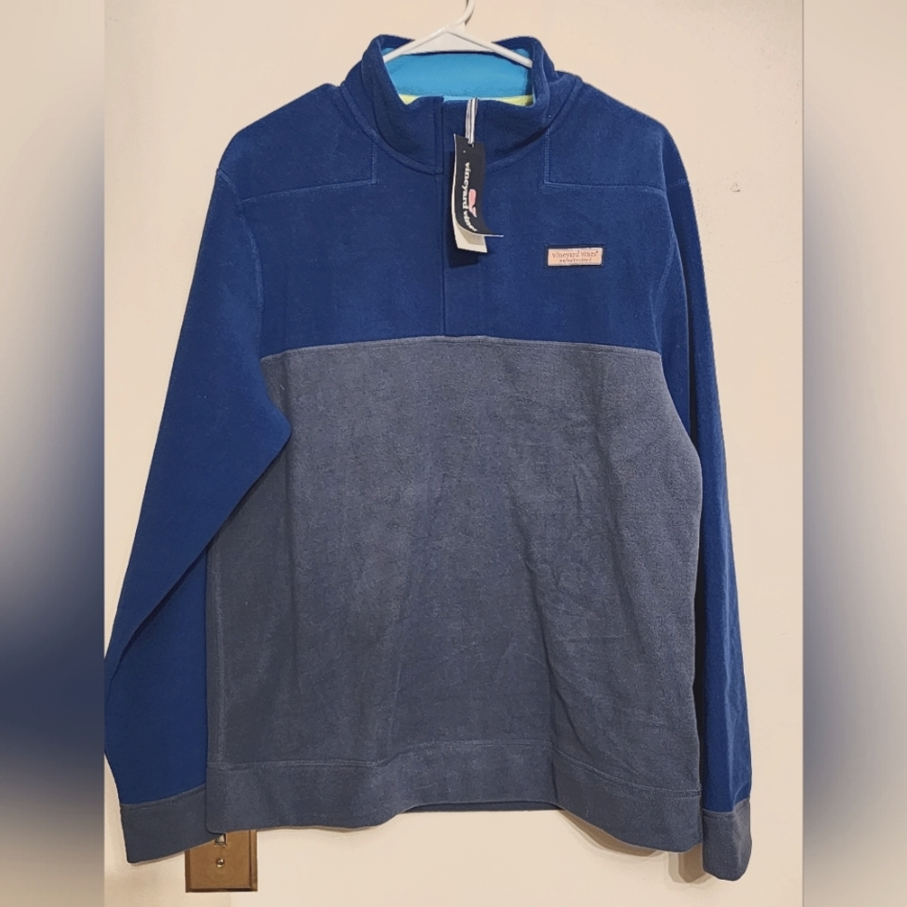 VINEYARD VINES Blue Bay Harbor Fleece Shep Shirt Mens medium NWT Pullover
